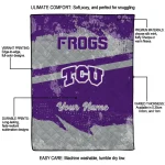 personalized tcu horned frogs brushstroke layers purple quilt blanket best selling
