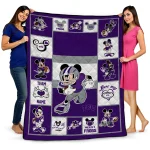 personalized tcu horned frogs mickey crimson purple white quilt blanket best selling