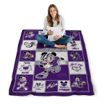 personalized tcu horned frogs mickey crimson purple white quilt blanket best selling