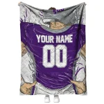 personalized tcu horned frogs player sketch purple gray quilt blanket best selling