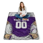 personalized tcu horned frogs player sketch purple gray quilt blanket best selling