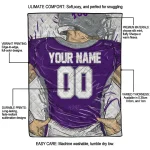 personalized tcu horned frogs player sketch purple gray quilt blanket best selling