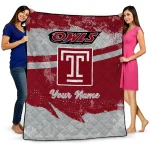 personalized temple owls brushstroke layers red quilt blanket best selling