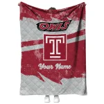 personalized temple owls brushstroke layers red quilt blanket best selling