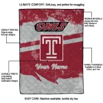 personalized temple owls brushstroke layers red quilt blanket best selling