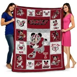 personalized temple owls mickey crimson red white quilt blanket best selling