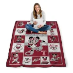 personalized temple owls mickey crimson red white quilt blanket best selling