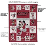 personalized temple owls mickey crimson red white quilt blanket best selling