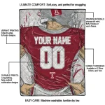 personalized temple owls player sketch red gray quilt blanket best selling