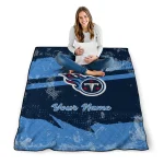 personalized tennessee titans brushstroke layers navy quilt blanket best selling