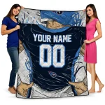 personalized tennessee titans player sketch navy gray quilt blanket best selling
