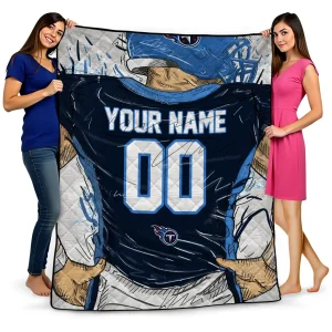 personalized tennessee titans player sketch navy gray quilt blanket best selling