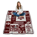 personalized texas am aggies helmet passion maroon quilt blanket best selling