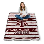 personalized texas am aggies layered florals maroon white quilt blanket best selling