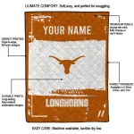 personalized texas longhorns grunge patch orange white quilt blanket best selling