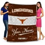 personalized texas longhorns hibiscus burst orange white quilt blanket best selling