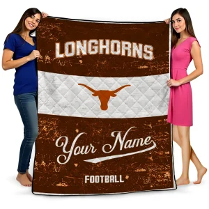 personalized texas longhorns hibiscus burst orange white quilt blanket best selling