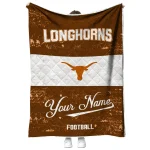 personalized texas longhorns hibiscus burst orange white quilt blanket best selling