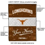 personalized texas longhorns hibiscus burst orange white quilt blanket best selling