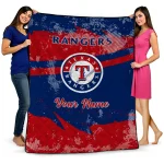 personalized texas rangers brushstroke layers blue quilt blanket best selling
