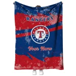personalized texas rangers brushstroke layers blue quilt blanket best selling