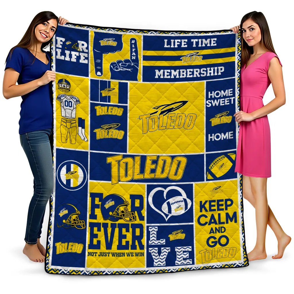 personalized toledo rockets helmet passion blue quilt blanket best selling