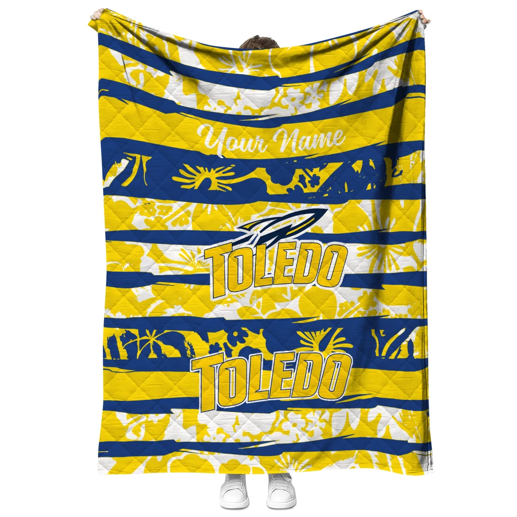 personalized toledo rockets layered florals blue white quilt blanket fashion forward