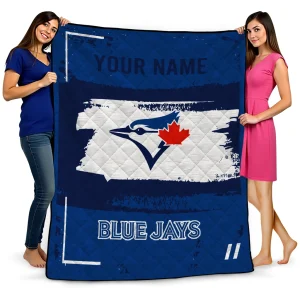 personalized toronto blue jays grunge patch blue white quilt blanket best selling