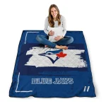 personalized toronto blue jays grunge patch blue white quilt blanket best selling