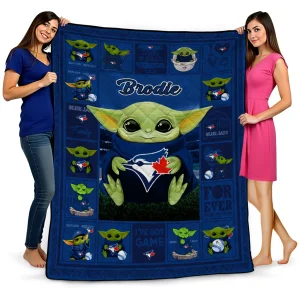 personalized toronto blue jays yody baby motif blue quilt blanket best selling