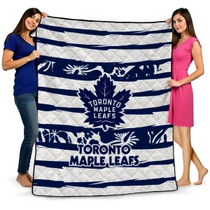 personalized toronto maple leafs layered florals blue white quilt blanket best selling