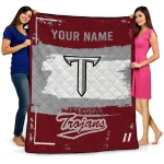 personalized troy trojans grunge patch red white quilt blanket best selling