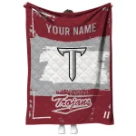 personalized troy trojans grunge patch red white quilt blanket best selling