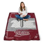 personalized troy trojans grunge patch red white quilt blanket best selling