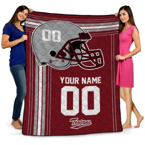 personalized troy trojans helmet theme red quilt blanket best selling