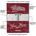 personalized troy trojans hibiscus burst red white quilt blanket best selling