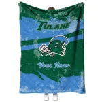 personalized tulane green wave brushstroke layers green quilt blanket best selling