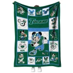 personalized tulane green wave mickey crimson green white quilt blanket best selling