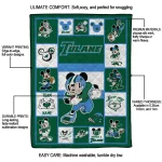 personalized tulane green wave mickey crimson green white quilt blanket best selling