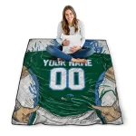 personalized tulane green wave player sketch green gray quilt blanket best selling