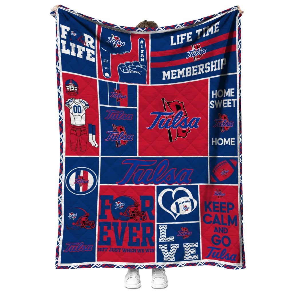 personalized tulsa golden hurricane helmet passion blue quilt blanket fashion forward personalized tulsa golden hurricane helmet passion blue quilt blanket fashion forward