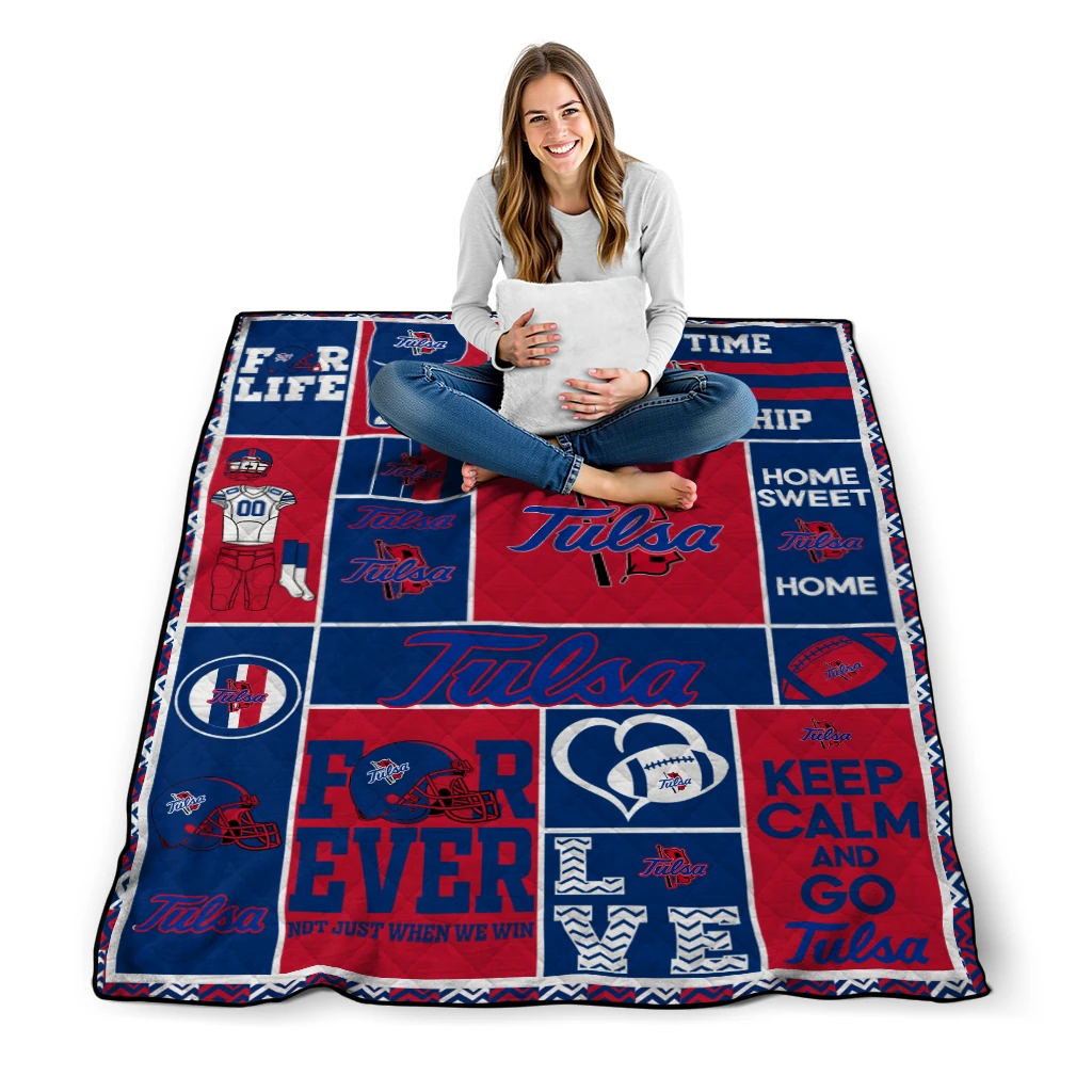 personalized tulsa golden hurricane helmet passion blue quilt blanket high quality personalized tulsa golden hurricane helmet passion blue quilt blanket high quality