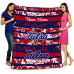 personalized tulsa golden hurricane layered florals blue white quilt blanket best selling