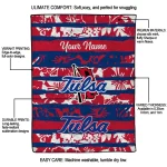 personalized tulsa golden hurricane layered florals blue white quilt blanket best selling