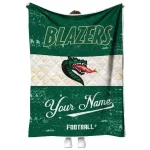 personalized uab blazers hibiscus burst green white quilt blanket best selling
