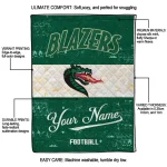 personalized uab blazers hibiscus burst green white quilt blanket best selling