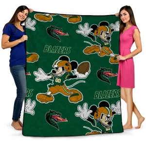 personalized uab blazers mickey football green quilt blanket best selling