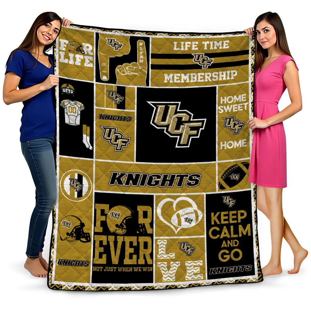 personalized ucf knights helmet passion gold quilt blanket best selling