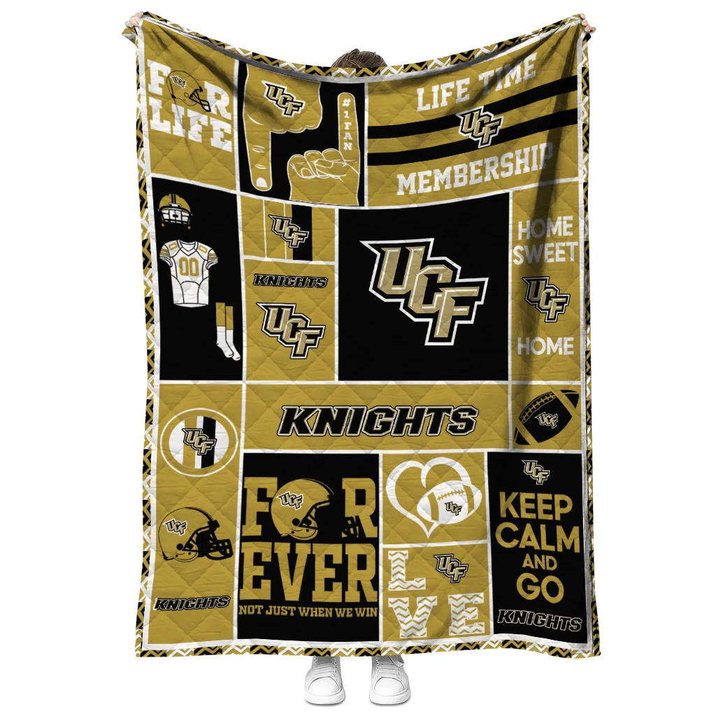 personalized ucf knights helmet passion gold quilt blanket fashion forward