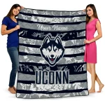 personalized uconn huskies layered florals blue white quilt blanket best selling